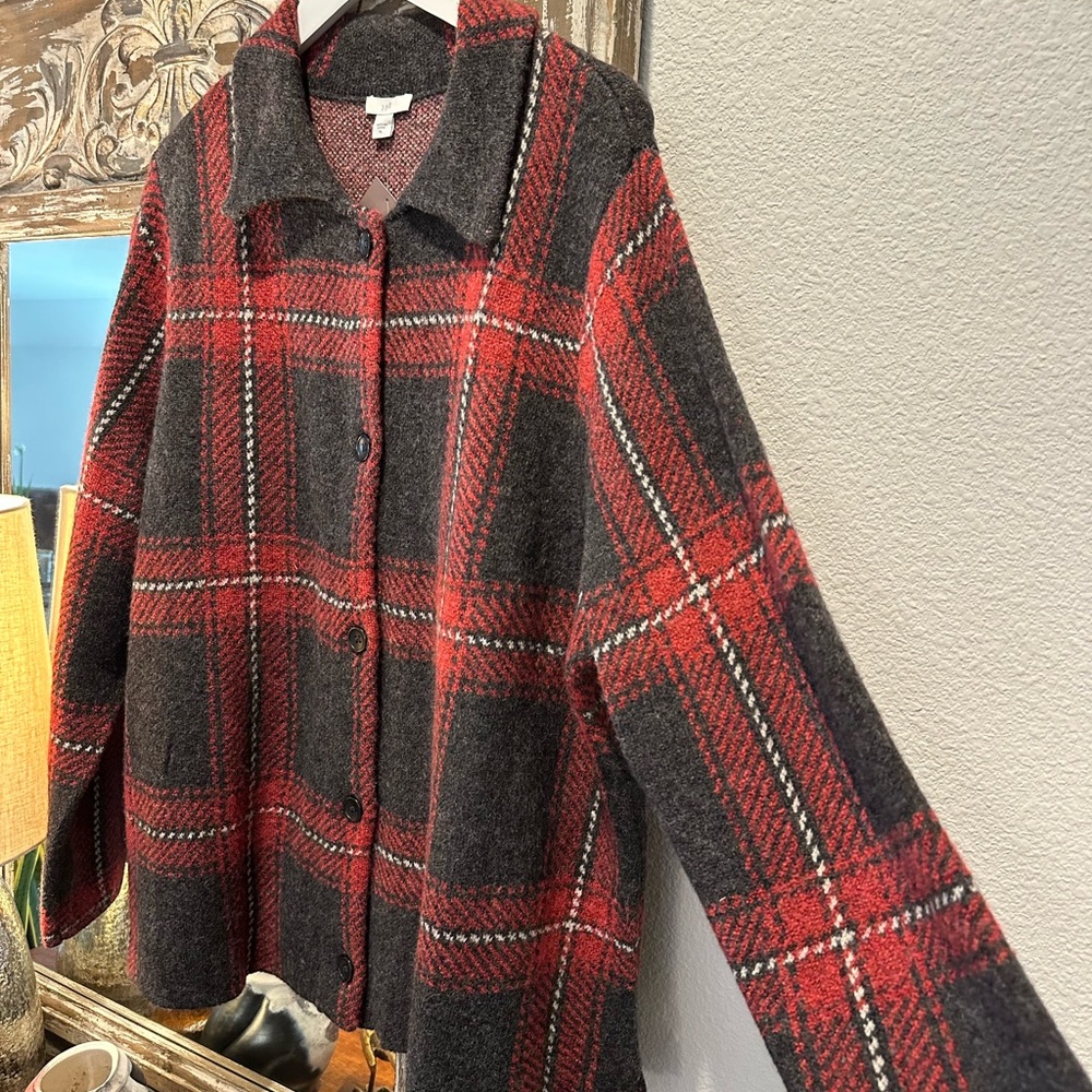 ☀️ New! J. JILL Plaid Sweater Cardigan Jacket - Picture 4 of 12